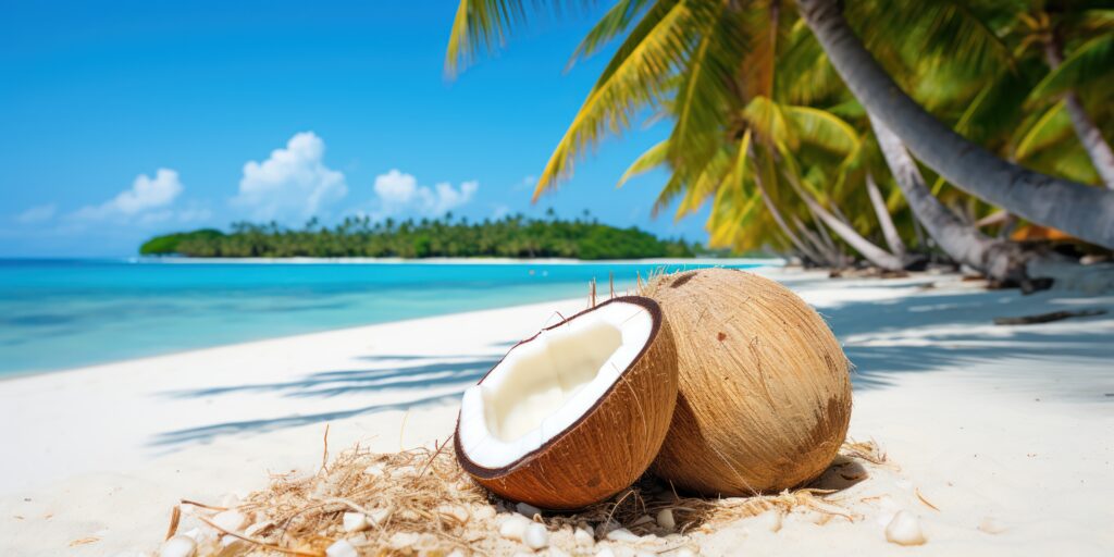 photo d'une coco sur la plage pour l'offre voyage caraïbes