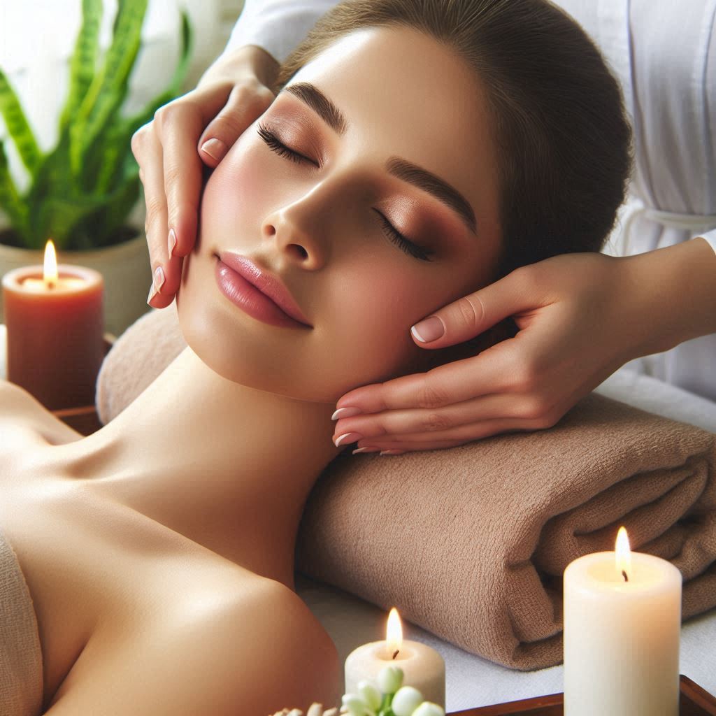 Femme en soin visage pour l'offre fête des mères de Maison de beauté by Karine D