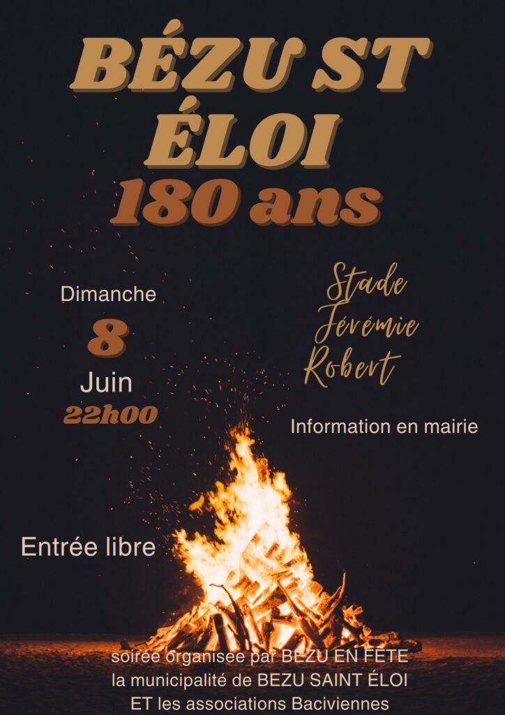 Bézu st Eloi fete ses 180 ans feu de joie.