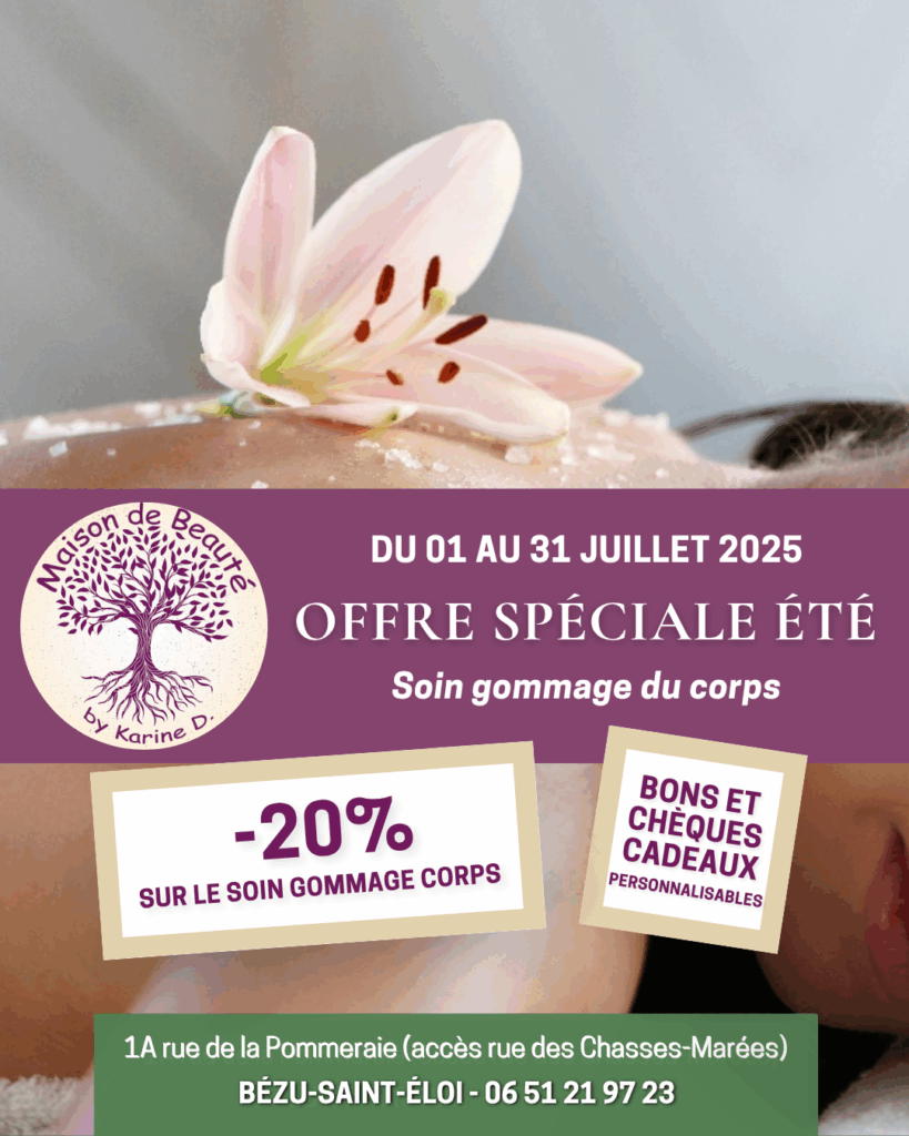 Affiche de l'offre spéciale été 2025 gommage corps