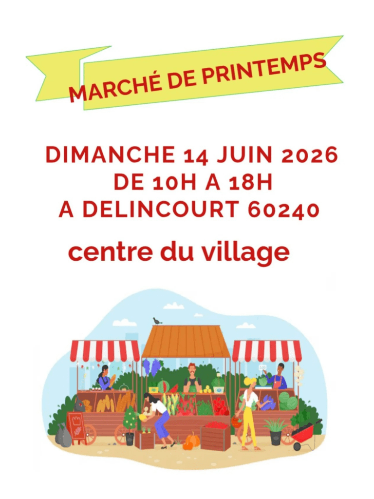 Affiche marché de printemps de Delincourt 2026